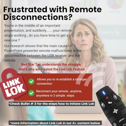RED STAR TEC PR-820 Air Mouse Wireless Presentation Clicker, Laser Pointer