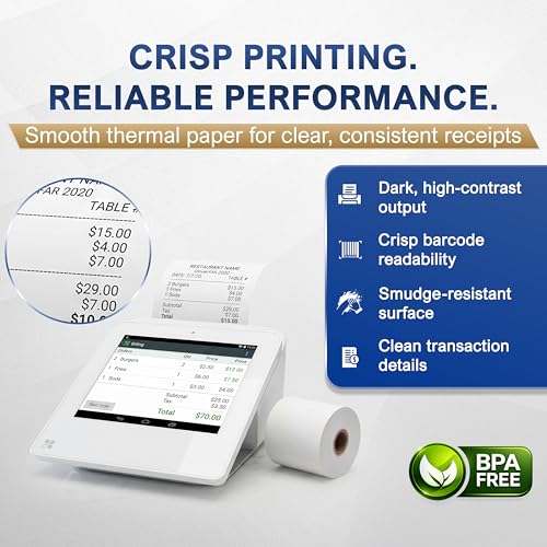 Vonlyst Thermal Receipt Paper Rolls for Clover Mini & Clover Mobile – 2 1/4” x 80’ BPA Free Credit Card Machine Paper Compatible with C200 C300 C301 C302 C302U C305 – POS Printer Paper, 50 Rolls