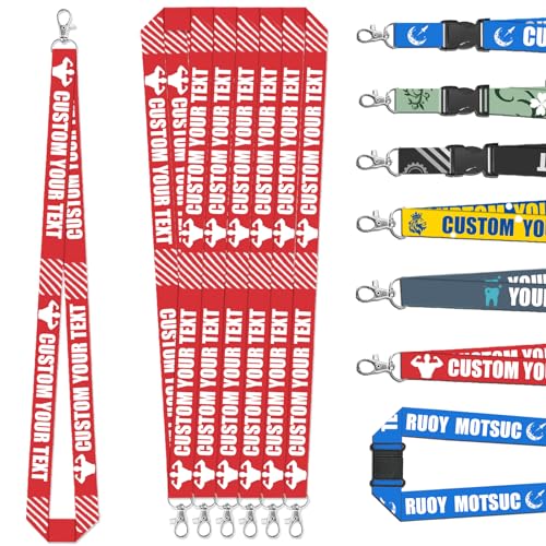Coregiftr Custom Lanyards with Detachable Neck Straps -Personalized Lanyard with Logo,100pcs - Ideal for Office, School Event, Red