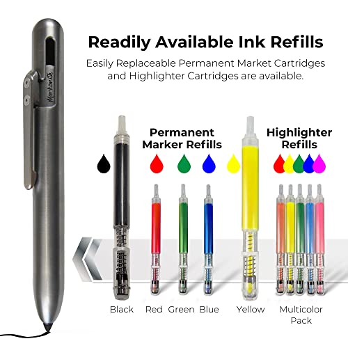 Soul Built MARKSMITH Titanium Retractable Permanent Marker - Write On Any Surface With This EDC One Handed Bolt Action Pen | Fine Point EDC Pen Designed for all Professions and Hobbies