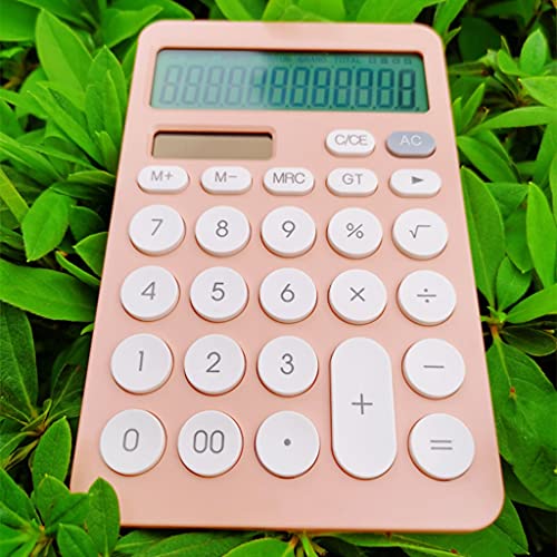 TEOYETTSF 12 Digit Desk Calculator Large Buttons Financial Business Accounting Tool White Big Buttons Battery and Solar Power(Black)