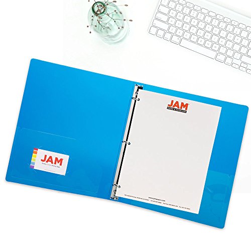 JAM PAPER Plastic 0.75 inch Binders - Blue 3 Ring Binder - Bulk 36/Pack