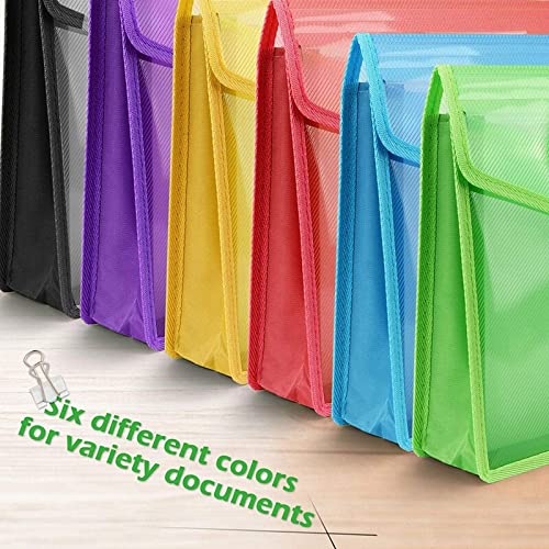 File Folder A4 Plastic Wallets with Popper Plastic Document Envelope File Folder with Snap Button File Bags for Important Documents Folder Organizer Storage Bags for School Office (6 Pack) Expandin