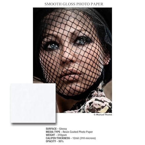 ILFORD Galerie 24" x 88.5ft (1 Roll) Smooth Gloss Instant Dry Archival Photo Inkjet Paper 12mil / 310gsm for Dye and Pigment Ink Printers, Color and Black and White, Made in Germany