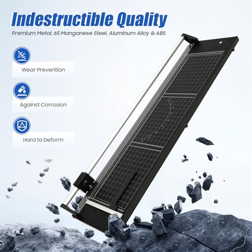 36 Inch Rolling Cutter Precision Rotary Paper Trimmer, Manual Smart Rotary Paper Cutter, Professional Rolling Trimmer for Cutting Photo Paper, Film, hot and Cold Laminating Paper, etc