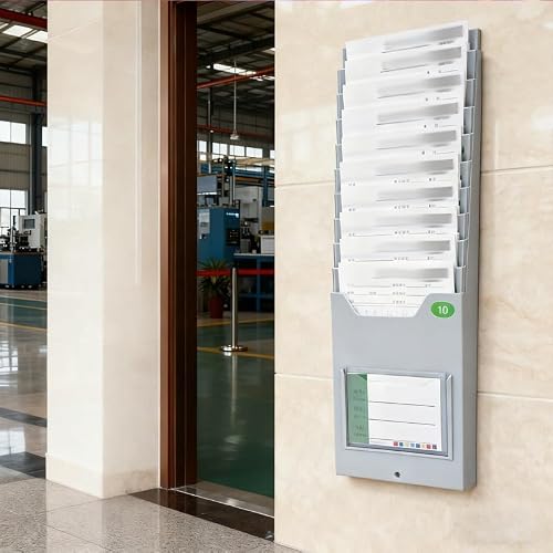 RENLXFI School Classrooms Time Card Rack, Auto Workshops Job Tickets Wall Display Rack for Record and Organizing, Obvious Numbers Categoryh Card Organizer(11.8cm(4 5/8in) W - 5 Slots)