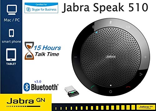Jabra Speak 510+ with Link 360 – USB & Bluetooth Speakerphone Optimized for UC