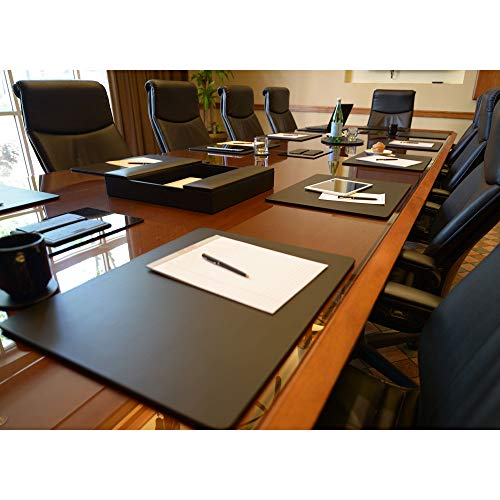 DACASSO Leather Desk Pad Without Side Rails - Luxury Leather Desk Blotter for Writing - Executive Desk Surface Protector - (Black, 20" x 16")