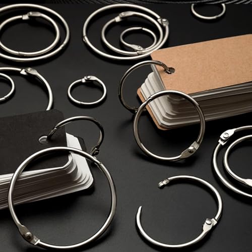 Binder Rings, Binder Rings, 100 Pcs DIY Craft Practical Metal Book, Small Card for School Home Files(35mm)