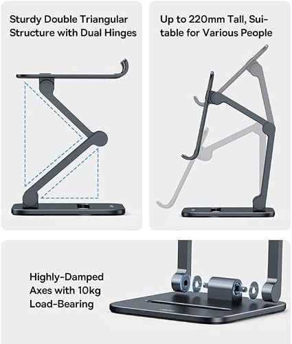 OATTIS Cellphone Holder All Aluminum Alloy Phone Stand Metal Desk Phone Stand Phone and Tablet Foldable Cell Phone Stand