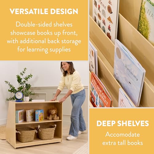 Back2School Express Mobile Double-Sided Book Display with Storage, Natural