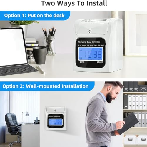 Bloepum Employee Time Clocks Auto-Align System with 50 Time Cards US Plug