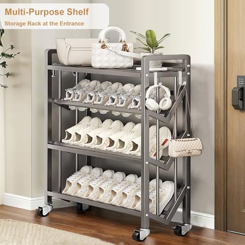 Book Carts with Wheels, Library Rolling Book Cart 2/3/4/5 Tier Movable Bookshelf Mobile Large Capacity L-Shaped Carbon Steel Organizer Rack for Office, Home, Classroom(White,2 Tiers-19.7x9.8x20.9in)