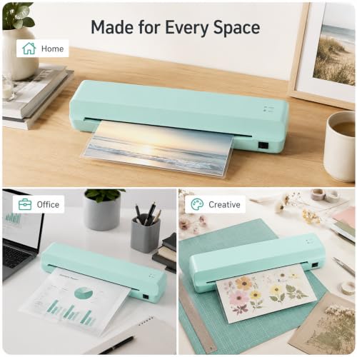 Craftelier Minty Laminator and Hot Foil Applicator, Low Noise Thermal Laminator Machine with Rapid Preheating for Home Office School Business，White