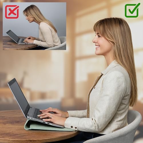 DAREhue Genuine Leather Laptop Sleeve 15-16 Inch, Padded Full Grain Leather Case with Built-in Stand - Mint Green, Compatible with MacBook Air, MacBook Pro, Dell, HP, Lenovo
