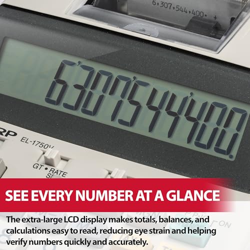 Sharp Two-Color Printing Calculator, White (EL-1750V)