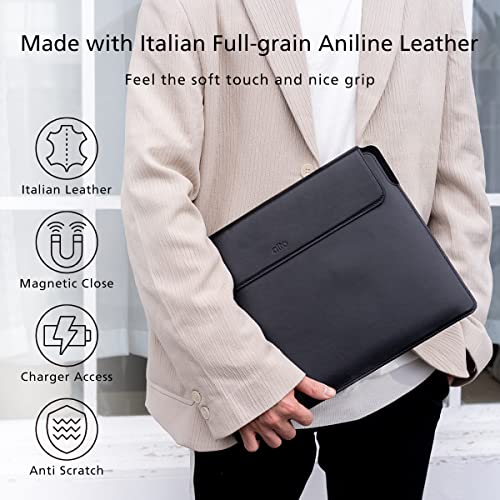 Alto Laptop Sleeve Case for MacBook Air and Pro Retina, Protective Italian Leather Case Designed for MacBook Air and Pro Retina 13inch 13.3 inch 14 inch (Raven Black)