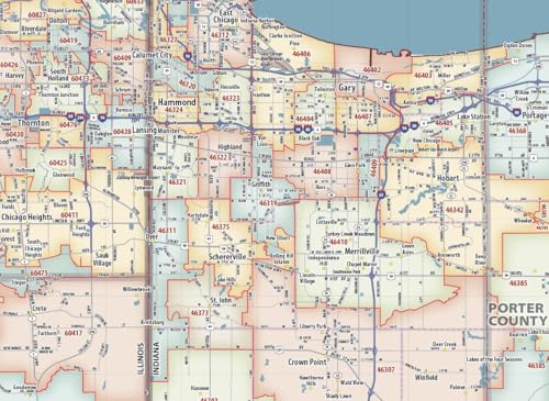 Chicago Metro Area ZIP Code Laminated Wall Print (42” wide x 56” high)