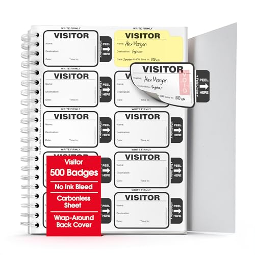The Spoiled Office Visitor Sign in Book, 500 Black Expiring Badges