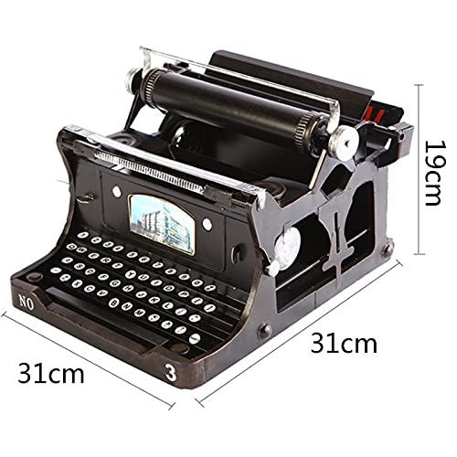 Retro Vintage Typewriter Model, Nostalgic Typewriter Model Retro Wrought Iron Desktop Decoration, for Home, Office, Bar Decoration 31 * 31 * 19CM