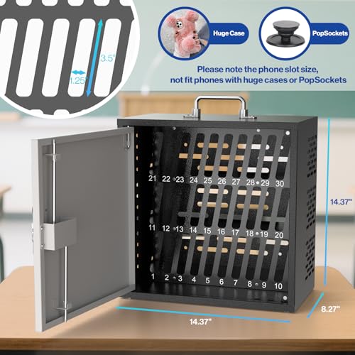 POCHAR 30-Slot Metal Lockable Cell Phone Storage Cabinet, Fully Assembled