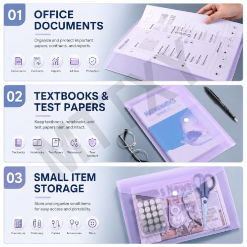 10/20/50/100 Pack Colored A4 File Folders with Label Slots, Snap Closure,100PCS