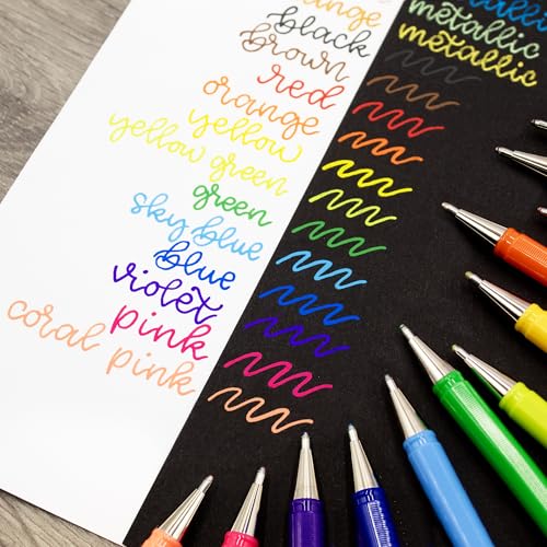 Pentel 24 Colour Gel Pen Set - 12 Mattehop & 12 Dual Metallic Pens | Vibrant Matte & Shimmer Ink | Art, Journaling, Scrapbooking | Gift Set in Pearl Desk Set Gift Box for Artists & Crafters