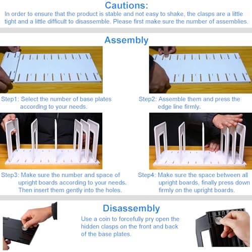 LuluEasy Adjustable Vertical File Sorter Sturdy Plastic Expandable Upright File Holder, Desktop Binder Organizer, School Office File Organizer Bookshelf Divider, Assemble Easily Endlessly, Black
