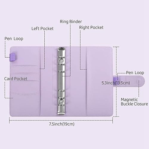 A6 Binder Budget PU Leather PlannerPockets Expense Sheets Notebook Cash Envelope Organizer System with Clear Zipper (Color : 4, Size : As Shown) (2 As Shown)