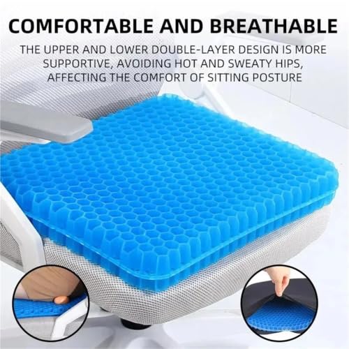 SamLng Breathable Gel Seat Cushion with Honeycomb for Back(Light Grey,E)