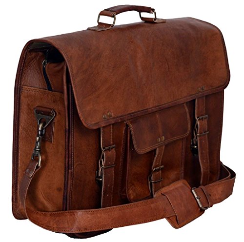 18 Inch Leather Briefcase for Men & Women, Laptop Office Computer Bag