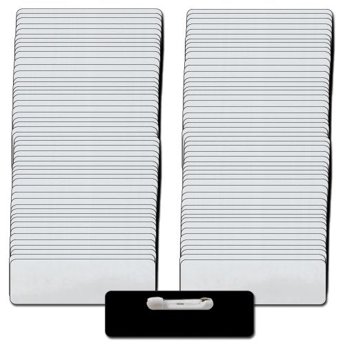 Name Badges with Pin Fasteners UNATTACHED - 100 Pack Kit Includes Crystal Clear Gloss Printable Labels - Silver Plastic Name Badges with 1/8th Rounded Corners 1 X 3 Inch Size