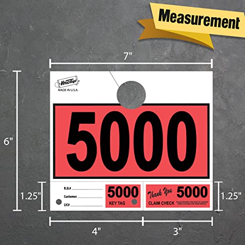 Versa-Tags Red 3-Part Dispatch Hang Tags, 3000 Count, 4000-6999