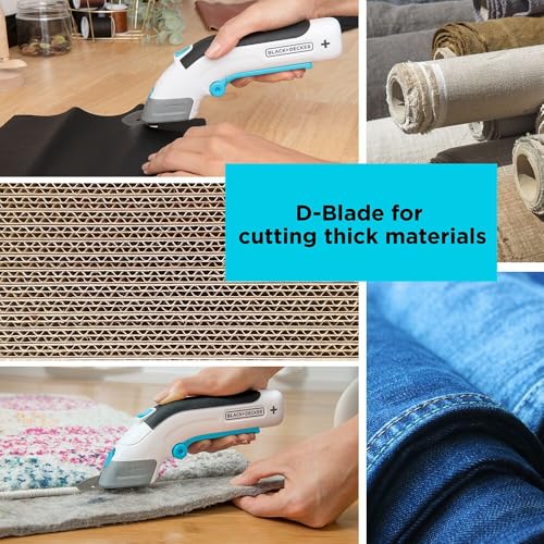 BLACK+DECKER 4V MAX Cordless Electric Fabric Craft Scissors, USB Rechargeable (BCSC115FF)