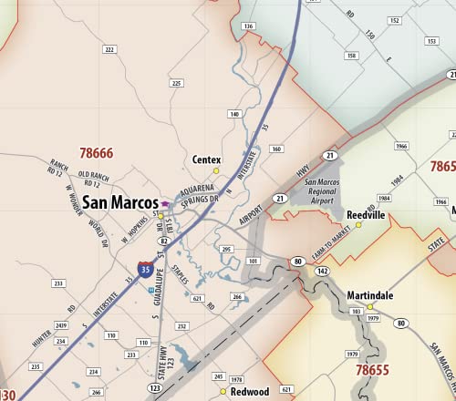 Generic Austin TX ZIP Code Laminated Map (40' x 36')