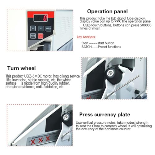 Acivirdde Money Counting Machine - Mini Handheld Currency Counter with LED Display for Banknotes - Portable Bill Cash Register
