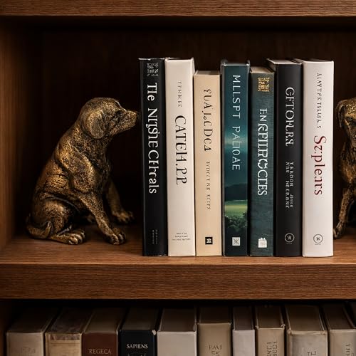 Fox Run 100% Iron Heavy Animal Bookends, Decorative Dog Bookend Set