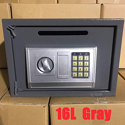 TBLOTYD Safe for Home Office Hotel Safe with 2 Emergency Keys Lockable Security Money Cash Document Safe Box/16L-Gray ，16L-Gray