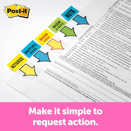Post-it Flags 680-SD2, 1 in Wide, Green, Sign & Date Flags - 24 Pack