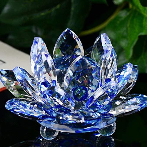 Chandelier Crytal 60mm-200mm Crystal Lotus Flower Crafts Glass Paperweight Ornaments Figurines Home Wedding Party Decor Gifts Souvenir - (Color: blue/Size: 200mm)