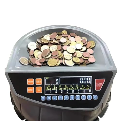 CHANGLKJ Electric Coin Sorter, Coin Counter Machine with LED Display and 8 Coin Bins, 216 Units/min and Supports Counting and Sorting, Add and Batch Mode, for Supermarket, Shop, Home, Business