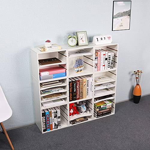 PAG-Mass Mail Sorter Organizer, Wood Countertop Literature Organizer, Office Supplies Desktop File Bill Paper Organizer for Office Home School, 4 Compartments, White