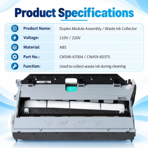 CN459-60375 Duplex Module Assembly Compatible with HP PageWide Officejet Pro 477dw 477dn 577dw 577dz 552dw x476 377dw Printer, Waste Ink Collector Unit for hp973 974 975 CN598-67004