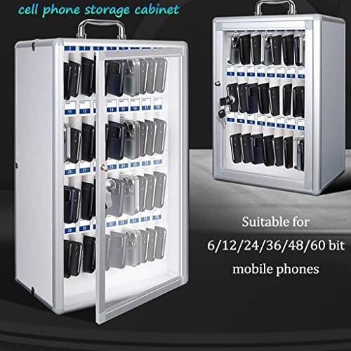 Aluminum Alloy Clear Cell Phones Storage Cabinet, Pocket Chart Locker Box, with Handle Storage Locker Box, for Office Classroom (Color : Silver, Size : 48)