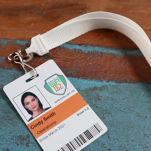 Specialist ID Bulk 100 Pack - Wide Lanyard with Breakaway Clasp and Swivel Metal Hook - Premium 5/8 Inch Neck Strap Name Badge and Key Card Holder for School, Cruise, Travel and More (White)