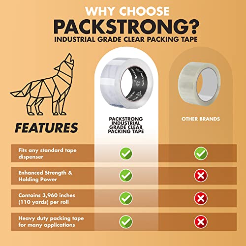 Packstrong Heavy Duty Packing Tape 24 Rolls, 3 Inch Wide 2.0 Mil 110 Yards