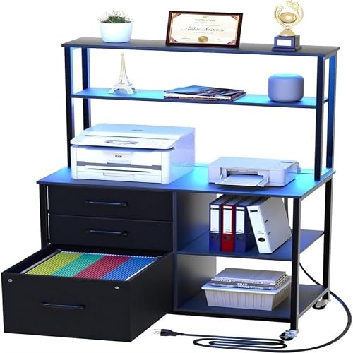 File Cabinet with 3 Drawers and Shelves 29.5" d X 15.7" w 24.6" h Black Metal Finish