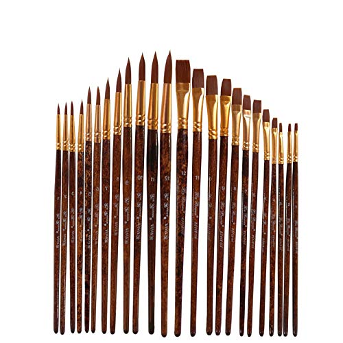 HBJWOV 12 pcs/Set Nylon Hair Watercolor Paint Brushes Different Shape Round Plain Tip Gouache Painting Brush Set Art Supplies(Pointed)
