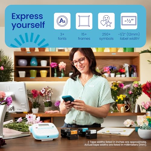 Brother P-Touch PT-N25BT Personal Connected Label Maker, Bluetooth, Design&Print2 app, Portable, Handheld and Prints with P-Touch Btag½â€ (12mm) Wide Color Label Tapes