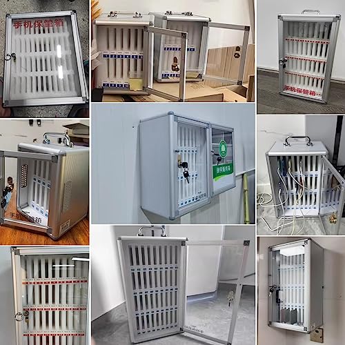 12/24/36/48/60 Wall-Mounted Aluminum Alloy Cell Phones Storage Cabinet Pocket Chart Storage Locker Box with Handle and Security Lock for Classroom Office (Color : Silver, Size : 36)